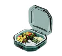 7 Day Pill Box Organiser Pill Organizer Portable Travel Storage Box Mini Vitamin Pill Case Container for Purse and Pocket Tiny Clear Medicine Holder(Green-4 Cell)