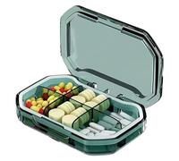 7 Day Pill Box Organiser Pill Organizer Portable Travel Storage Box Mini Vitamin Pill Case Container for Purse and Pocket Tiny Clear Medicine Holder(Green-6 Cell)