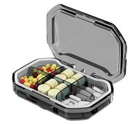 7 Day Pill Box Organiser Pill Organizer Portable Travel Storage Box Mini Vitamin Pill Case Container for Purse and Pocket Tiny Clear Medicine Holder(Gray-6 Cell)