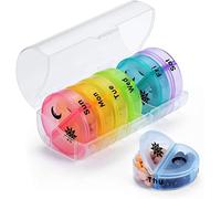 7 Day Pill Box Organiser,Rainbow Pill Boxes 7 Day 2 Times a Day am and pm,Weekly Pill Box with Moisture-Proof Design for Purse and Pockets(Transparent)