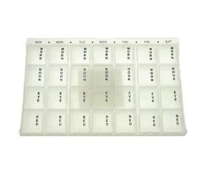 7 DAY PILL BOX TABLET DISPENSER COMPARTMENTS REMOVABLE BRAILLE LETTERS ON TOP