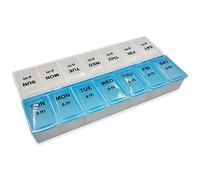 7 Day Pill Box - Translucent & Blue Colour - Pop Shut Lids - 2 Compartments Per Day AM & PM - Perfect for Use in The Home or Travel - Never Miss A DOSE
