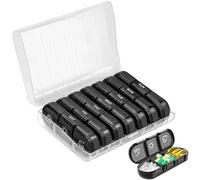 7-Day Pill Box with 3 Compartments per Day, Handy Pill Box with Privacy Protection and Large Compartments, Ideal for Medications, Vitamins and Dietary Supplements (Transparent Colour)