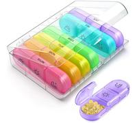 7-Day Pill Box with 3 Compartments per Day, Handy Pill Box with Privacy Protection and Large Compartments, Ideal for Medications, Vitamins and Dietary Supplements (Colour)