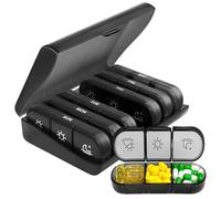 7 Day Pill Organiser 3 Times a Day, Detachable Daily Pill Box with Compartments, Portable Medication Organiser for Travel & Home Use(Black)