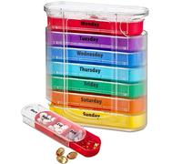 7-Day Pill Organiser Box - Portable Weekly Medication Dispenser with Stackable Compartments, 4X Daily Storage for Large & Small Tablets, Travel-Friendly Pharmacy Case