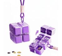 7 Day Pill Organiser with Lanyard, Portable Large Capacity 8 Compartment Moisture-Proof Sealed Weekly Medicine Box, Travel Pill Holder for Pills, Vitamins, Tablets (Purple)