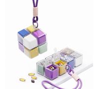 7 Day Pill Organiser with Lanyard, Portable Large Capacity 8 Compartment Moisture-Proof Sealed Weekly Medicine Box, Travel Pill Holder for Pills, Vitamins, Tablets (Colorful)