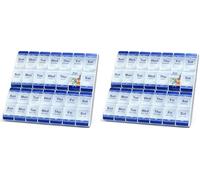 7 Day Pill Organizer - 4 Times a Day Push Button Pill Box with Large Compartments, Easy Open for Seniors & Arthritis, Compact, Spill-Proof, Perfect for Home & Travel (Pack of 2)