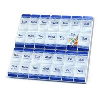 7 Day Pill Organizer - 4 Times a Day Push Button Pill Box with Large Compartments, Easy Open for Seniors & Arthritis, Compact, Spill-Proof, Perfect for Home & Travel