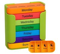 7 Day Pill Organizer 4 Times a Day, Weekly Pill Box with 4 Compartments Daily (Morning, Noon, Evening, Bedtime), Stackable Travel Medicine Organizer, Green ColorfulHome Decor