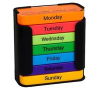 7 Day Pill Organizer 4 Times a Day, Weekly Pill Box with 4 Compartments Daily (Morning, Noon, Evening, Bedtime), Stackable Travel Medicine Organizer, Black Colorful