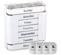 7 Day Pill Organizer 4 Times a Day, Weekly Pill Box with 4 Compartments Daily (Morning, Noon, Evening, Bedtime), Stackable Travel Medicine Organizer, WhiteHome Decor