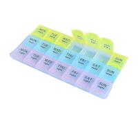 7 Day Pill Organizer Weekly Pill Organizer 21 Compartment 3 Times a Day English 7 with Lid Portable Moisture & Dust Proof Tablet Container