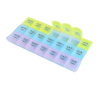 7 Day Pill Organizer Weekly Pill Organizer 21 Compartment 3 Times a Day English 7 with Lid Portable Moisture & Dust Proof Tablet Container