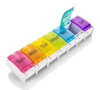 7 Day Pill Organizer - with Push Button Assisted Open a Daily Travel Pill Box Case Planner and Large Compartments for Medication Vitamins Fish Oil & Supplements, BPA Free