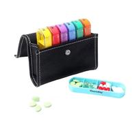 7 Day Pill Weekly Travel Pill Container Portable Daily PU Leather Bag Medicine Case 28 Tablet with Pocket for Purse, Cod Liver Oil Storage Box