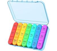 7-Day Portable Travel Pill Organizer - 3 Daily Compartments - Vitamins, Medication, Supplements - Home Wellness (Blue)