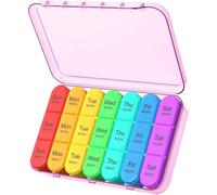 7-Day Portable Travel Pill Organizer - 3 Daily Compartments - Vitamins, Medication, Supplements - Home Wellness (Pink)