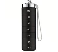 7 Day Stackable Aluminum Pill Organizer with Spin Lock, Waterproof Daily Medicine Case for Travel Outdoor Gym First-Aid, Black