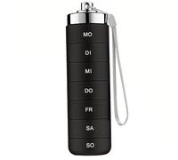 7 Day Stackable Aluminum Pill Organizer with Spin Lock - Waterproof Daily Medicine Case for Travel Outdoor Gym First-Aid, Black
