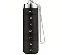 7 Day Stackable Aluminum Pill Organizer with Spin Lock - Waterproof Daily Medicine Case for Travel Outdoor Gym First-Aid, Black