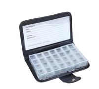 7 Day Tablet Organiser, Leather Medicine Wallet AM/NOON/Evening/Bedtime Weekly Pill Box Holder with 28 Compartments for Medicine, Supplement, Vitamin