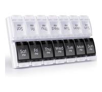 7 - Day User - Friendly Weekly Pill Organiser - 2 - Daily Large Push - Button Travel Medication Box, Perfect for Vitamins, Fish Oils, Supplements, Portable Home & Travel Wellness Solution