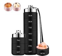 7-Day Waterproof Portable Aluminum Pill Organizer, Metal Pill Organiser 7 Day Stackable Waterproof Travel Pill Box with Spin Lock, Stackable Medicine Dispenser for Travel Outdoor Camping (Black)