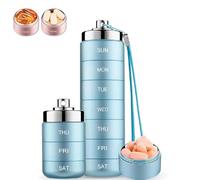 7-Day Waterproof Portable Aluminum Pill Organizer, Metal Pill Organiser 7 Day Stackable Waterproof Travel Pill Box with Spin Lock, Stackable Medicine Dispenser for Travel Outdoor Camping (Light Blue)