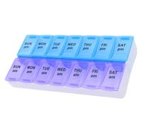 7 Day Weekly AM PM Pill Organizer, ShysTech Large Pill Case Pill Box for Pills Vitamin Supplements Medication (Purple/Blue)