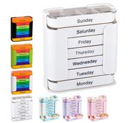 7-Day Weekly Medication Organizer - Stay on Track Medication Organizer with 7 Stackable Compartments, Four Times-a-Day (Morning, Noon, Evening, Bedtime) for Organized Pill Taking (White)