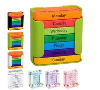 7 Day Weekly Medicine Organizer - Stay On Track Medicine Organizer with 7 Stackable Compartments, Four Times a Day (Morning, Noon, Night, Bedtime