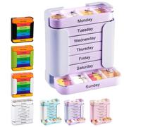 7 Day Weekly Medicine Organizer - Stay On Track Medicine Organizer with 7 Stackable Compartments, Four Times a Day (Morning, Noon, Night, Bedtime