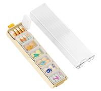 7 Day Weekly Pill Box, Pill Organizer with Double-Layer Protection, Moisture-Resistant & Secure Push-Button Lids, Large Tablet Organiser for Vitamins, Supplements, Medication (White)