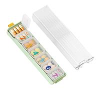 7 Day Weekly Pill Box, Pill Organizer with Double-Layer Protection, Moisture-Resistant & Secure Push-Button Lids, Large Tablet Organiser for Vitamins, Supplements, Medication (Laurel-Green)
