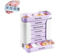 7 Day Weekly Pill Box with Large Compartments for Morning/Noon/Evening/Night/Easy Medication Organization - Ideal for Travel, Retirement Home and Daily Use
