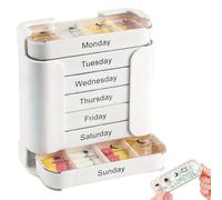 7-Day Weekly Pill Organizer, Stay on Track Medication Organizer with 7 Stackable Compartments, Four Times-a-Day Morning, Noon, Evening, and Bedtime for Organized Pill Taking (White)