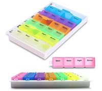 7 Days 4 Times Portable Pill Organiser Box Backup Weekly Tablet Holder Multicolour Medicine Storage Separate Pill Detachable Compartment Large Capacity Travel Medicine Dispenser