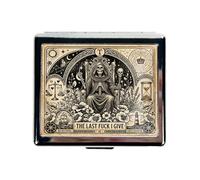 7 Days Chromed Shiny Silver Pill Organizer with Mirror Inside Has 8 Separate Compartments Rectangle,Versatile Storage for Medication - Ideal Travel Accessory (The Skeleton on the Throne)