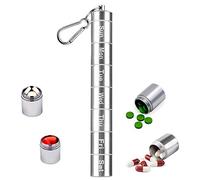 7 Days Pill Case, Portable Pill Box, Designerbox 7 Compartments Aluminum Alloy Weekly Pill Holder Waterproof Medicine Organizer Travel Pill Tube Pill Bottle Pill Container with Keychain and Carabiner