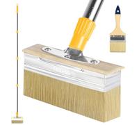 7" Decking Paint Brush Deck Stain Applicator with Long Handle, 3" Small Paint Brush Included for Woodstains, Oils, Deck Coatings, Fence, Wall, Furniture (Yellow)