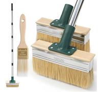 7" Decking Paint Brush Set with 60" Long Handle - 2Pcs Large Deck Brush + 1Pcs Small Brush, Deck Stain Applicator for Outdoor Wood Floor, Fence, Wall, Furniture