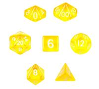 7 Die Polyhedral Dice Set - Translucent Yellow with Velvet Pouch By Wiz Dice by Wiz Dice