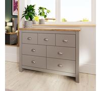 7 Drawer Chest of Drawers Stylish Bedroom Furniture Cabinet in Light Grey with Oak Top Storage Solution for Bedroom and Living Spaces