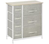 HOMCOM Chest of Drawers with 7 Dresser Drawers for Home Bedroom, Light Grey