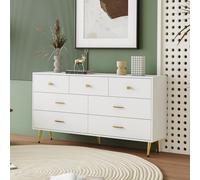 7-Drawer Gold Leg Chest of Drawers Elegant Storage Cabinet with Gold Handles Smooth Sliding Ra Ideal for Living Room Bedroom Kitchen nization