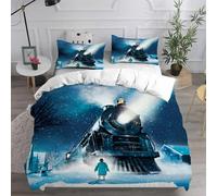 (7, EU Super king) The Polar Express Christmas 3D Bedding Sets Comforter Quilt Bed Cover Duvet Cover Pillow Case 2-3 Pieces Sets Kids Adult Size