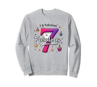 7 & Fabulous: Birthday Celebration for Seven Year Olds Sweatshirt, Adult Unisex, Heather Grey, M