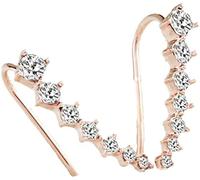 7 Faux Crystals Ear Cuffs Hoop Climber Gold Tone Earrings for Women Birthday Gifts Durable and clever